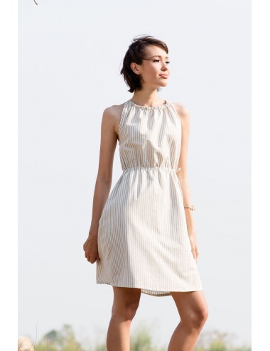 Renie Stripe Cotton Dress, Grey