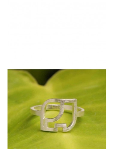 Sterling Silver Ring, Outline Drawing Elephant
