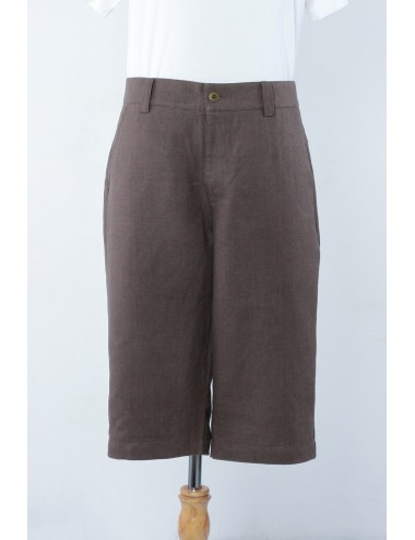 J.C Linen Cropped Shorts, Brown