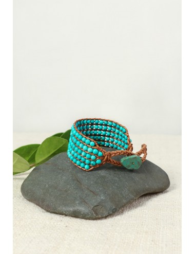 Turquoise and Leather Bracelet