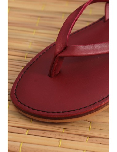 Leather Slippers, Red Burgundy