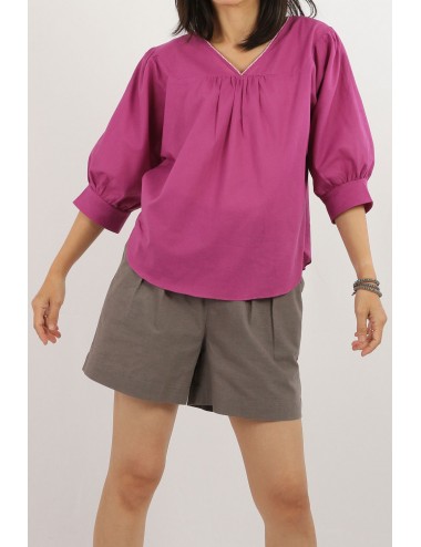 Fifa Cotton Blouse, Red Violet