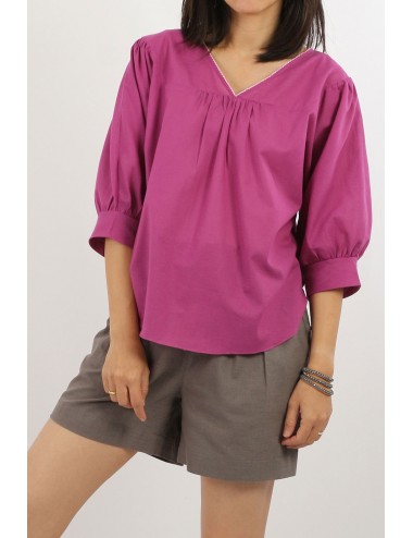 Fifa Cotton Blouse, Red Violet
