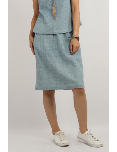 Anna Cotton Hemp Skirt, Blue, Indigo