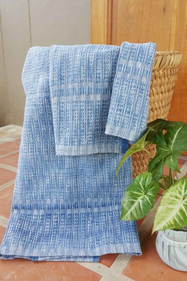 Chanti Hand Woven Cotton Bath Towel, indigo