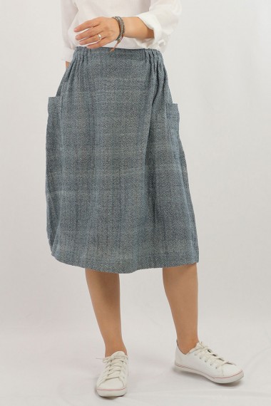 Lily Cotton Skirt, Blue, Indigo