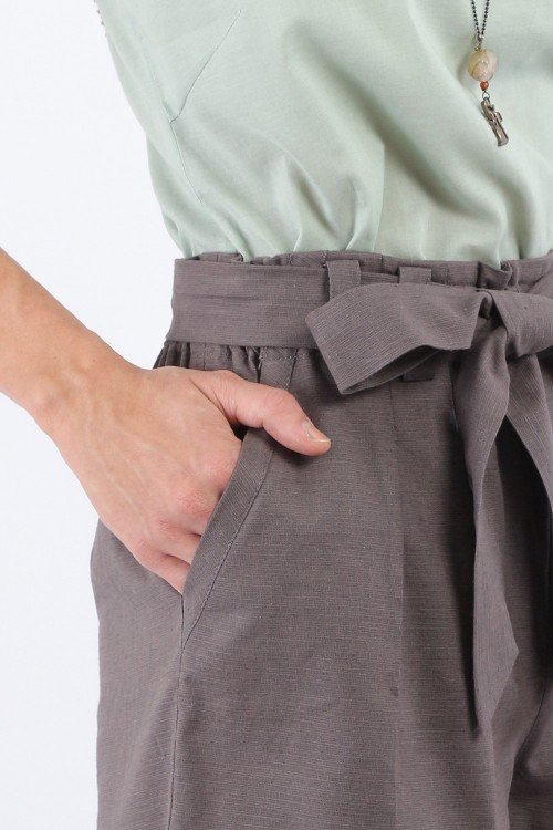 Iye Cotton Linen Shorts - Grey