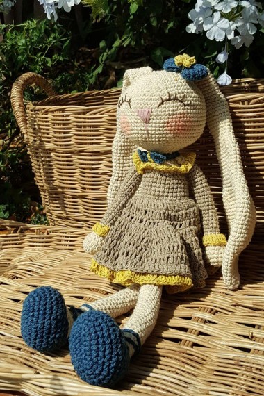Natural Dyed Cotton Crochet Bunny Doll, Ringo