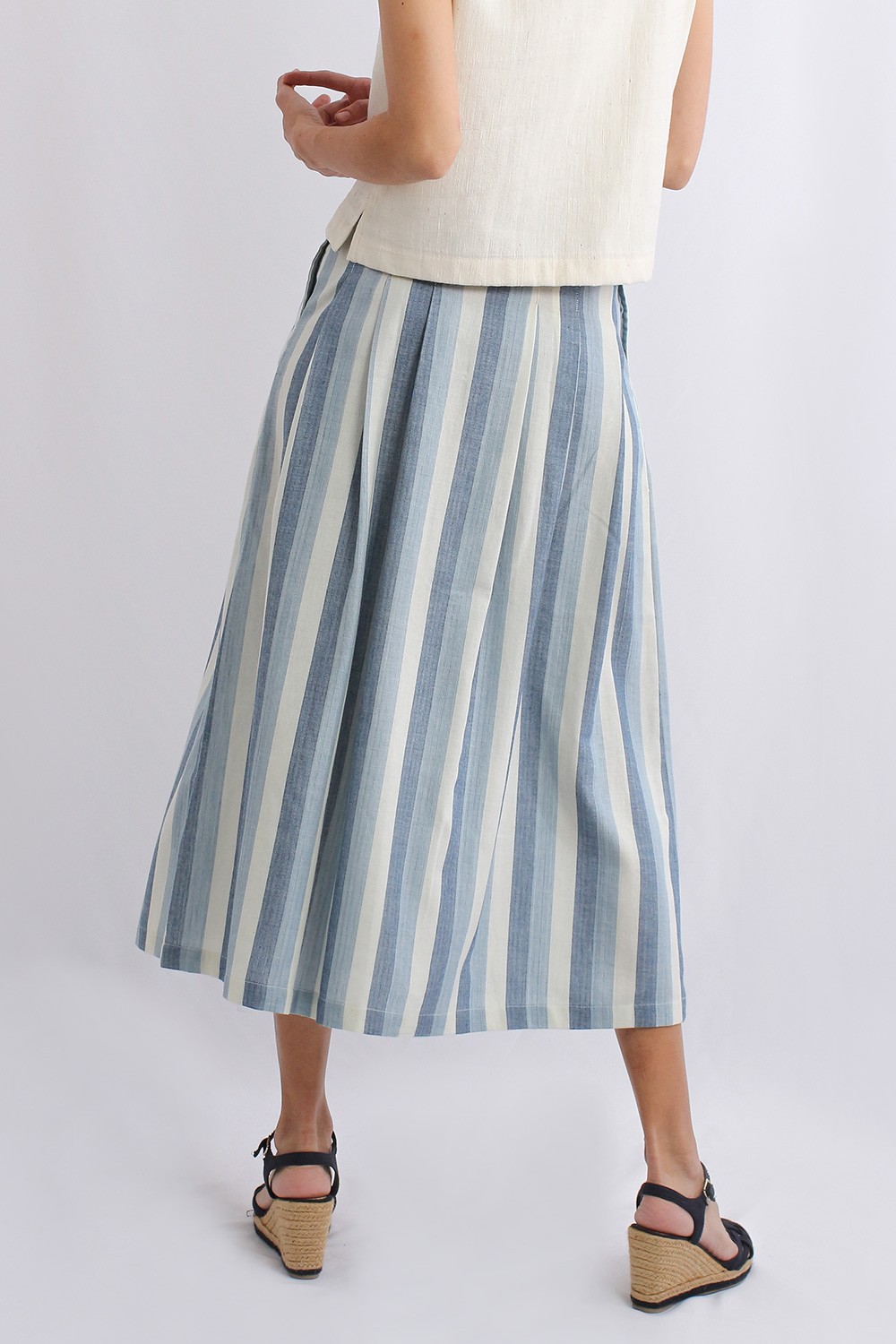 Stripe Cotton Skirt, Sunset, Indigo