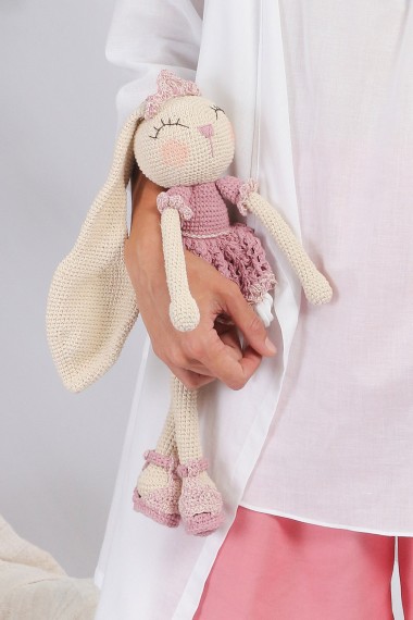 Natural Dyed Cotton Crochet Bunny Doll, Sayuri