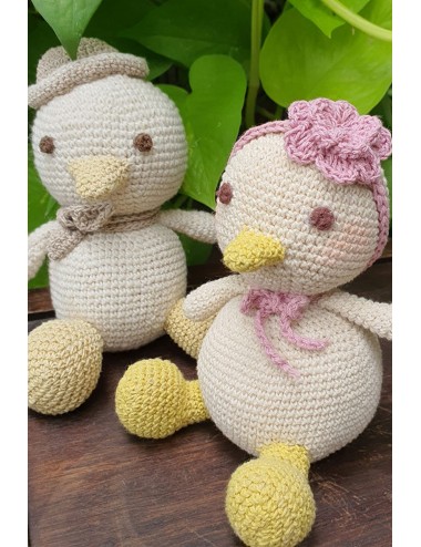 Natural Dyed Cotton Crochet Doll, Ducky Little Girl, White