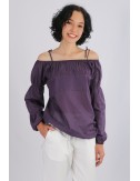 Victoria Cotton Blouse, Purple