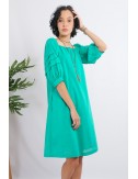 Floret Cotton Dress, Green
