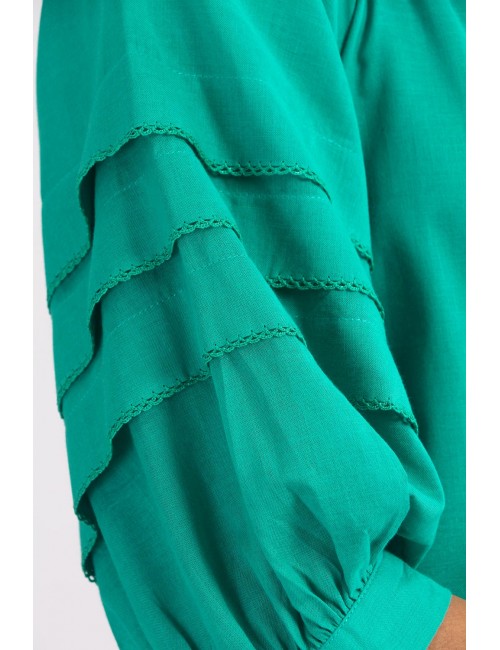 Floret Cotton Dress, Green