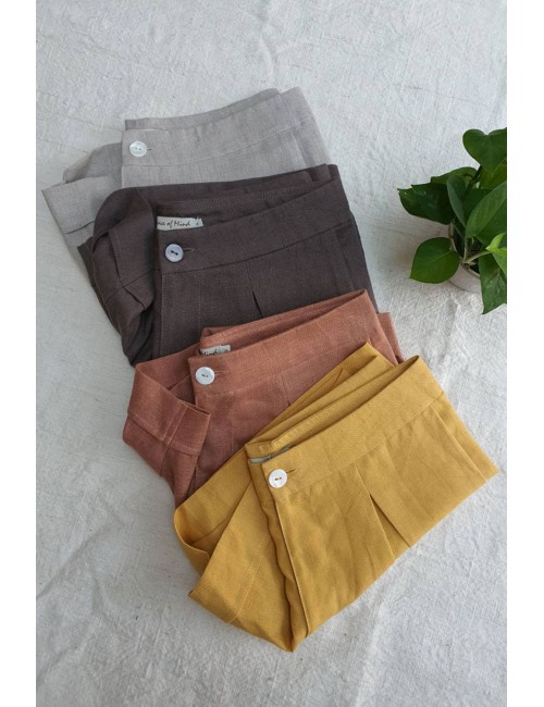 Sony Linen Shorts, Dark Brown