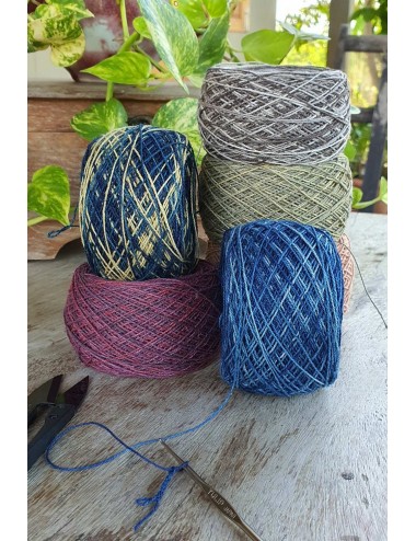 Hand Dyed Cotton-Hemp Yarn, Three Colors Yarn