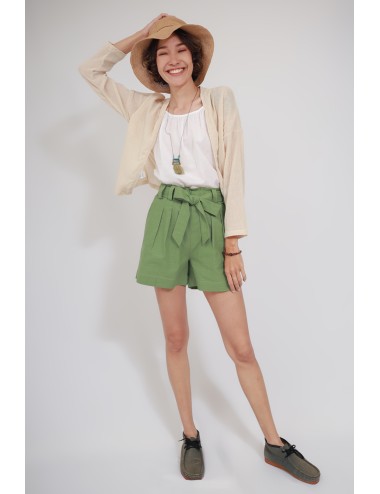 Cotton Linen Shorts, Green