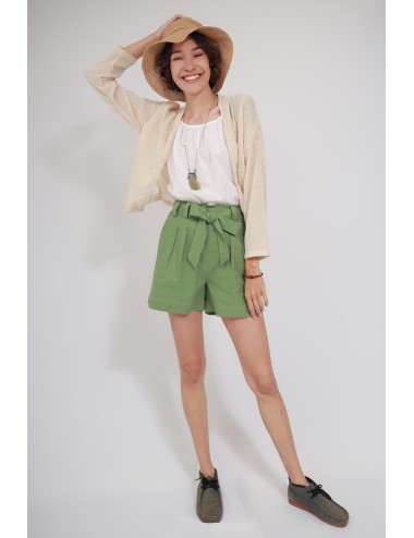 Iye Cotton Linen Shorts, Green