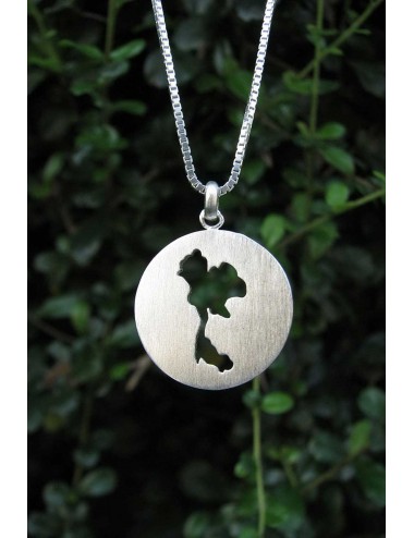 Round hollow out Map of Thailand 925 Sterling Silver Pendant with 16" Chain
