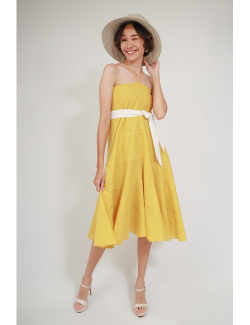 Bell Cotton Long Skirt, Yellow