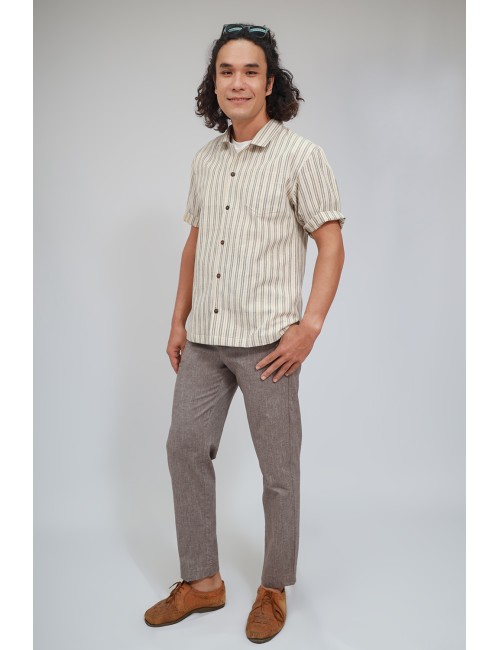 Ron Cotton Linen Pants, Brown