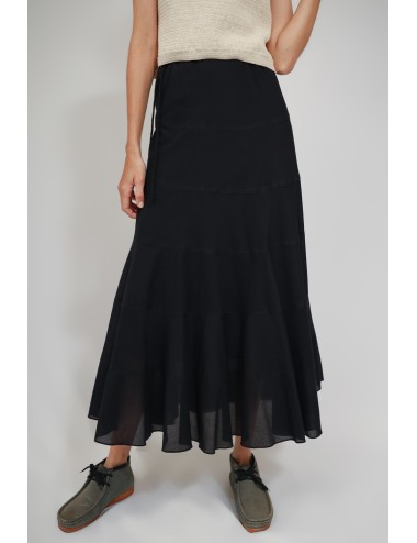 Bell Cotton Long Skirt, Black